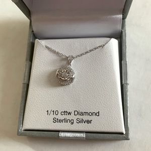 Brand New 1/10 CTTW Diamond Sterling Silver Necklace.